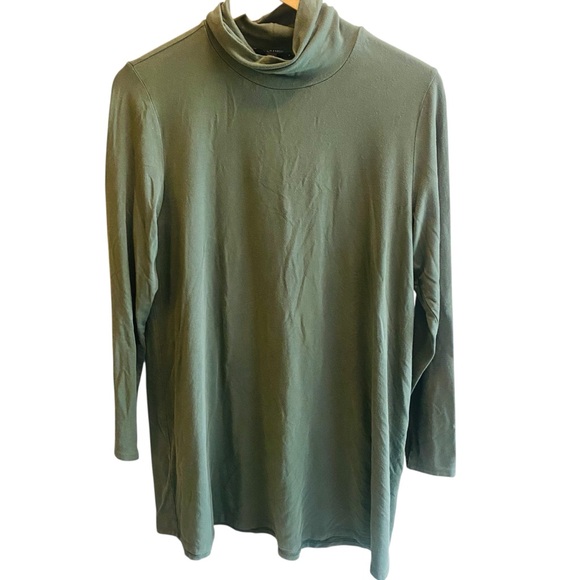 Eileen Fisher Fine Stretch Knit Jersey Scrunch Mock Neck Long Sleeve Tunic M - Picture 3 of 7